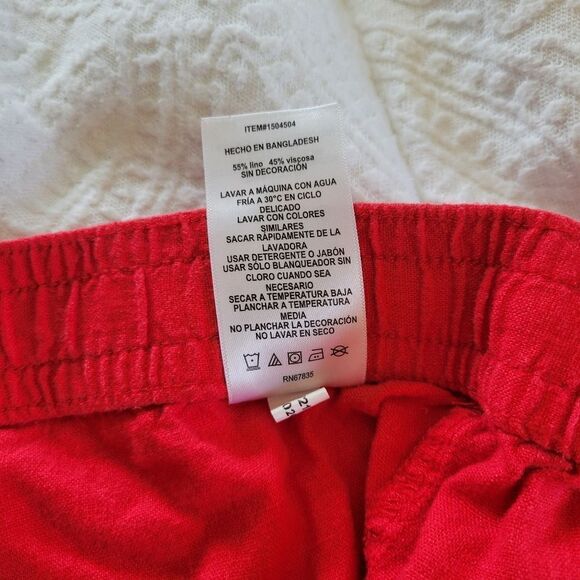 Nautica Linen Blend Red Women's Shorts Adjustable Drawstring Elastic Waist M - Picture 7 of 7